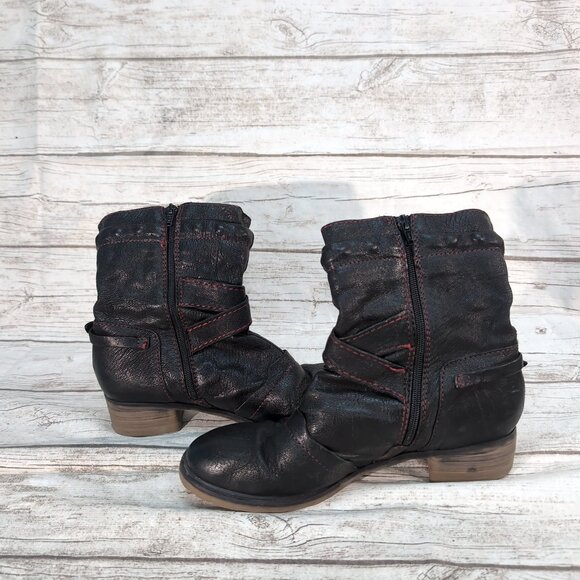 A.S. 98 Black Leather Moto Boots with Red Stitching & Buckle Detail – 41 - Picture 6 of 10